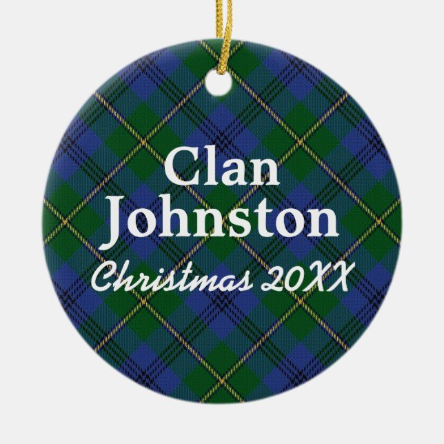Ornement En Céramique Tartan d'écossais de Johnston de clan (Devant)