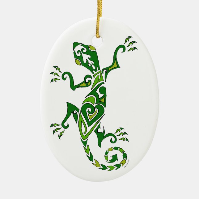Ornement En Céramique Tatouage de lézard (Devant)