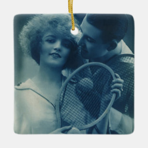 Ornement En Céramique Tennis de sport vintage, amour et romance