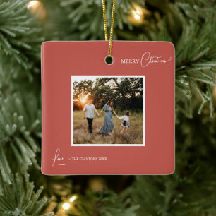 Ornement En Céramique Terracotta Retro Boho minimaliste photo Noël