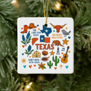 Ornement En Céramique Texas Custom Family Trip Noël