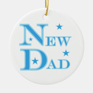 Ornement En Céramique Texte bleu Nouveau Cadeaux Papa
