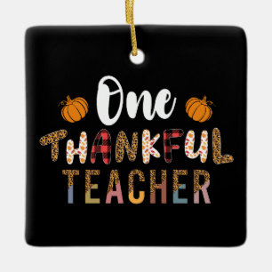 Ornement En Céramique Thanksgiving Un Merci Enseignant Leopard Fall Gro