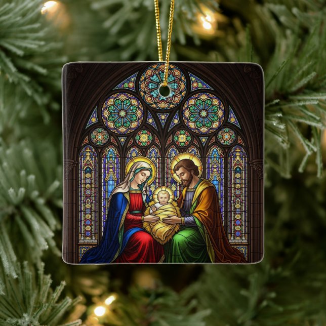 Ornement En Céramique The Reason for the Season Nativity personalized (Arbre)