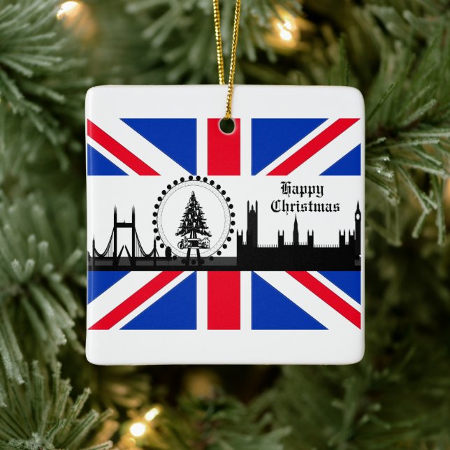 Ornement En Céramique Thème Union Jack London Christmas Ornament (Arbre)