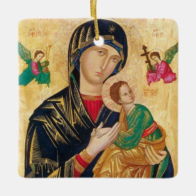 Ornement En Céramique Theotokos et l'icône Christ Enfant (Devant)