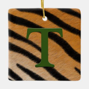 Ornement En Céramique Tiger Fur Personalized Monogram & Message Kids