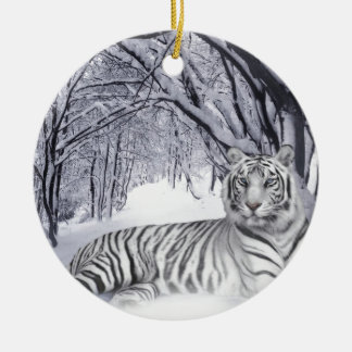 ORNEMENT EN CÉRAMIQUE TIGRE BLANC