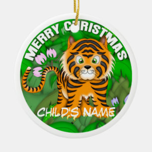 Ornement En Céramique Tigre de Joyeux Noël
