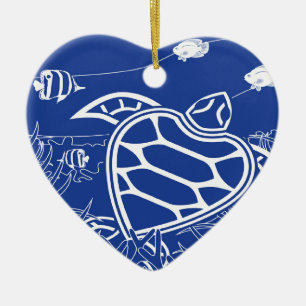 Ornement En Céramique Tortue de bleu d'Hawaï
