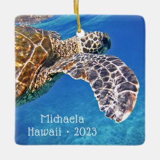 Ornement En Céramique Tortue de mer hawaïenne personnalisée