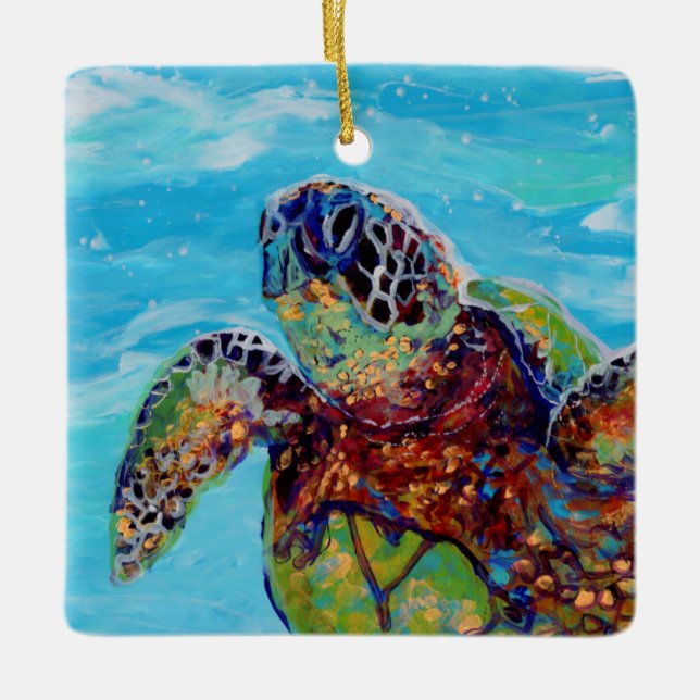 Ornement En Céramique Tortue de mer Honu 10 (Devant)