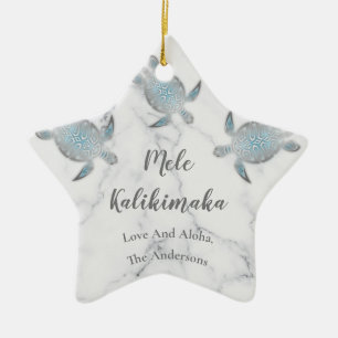 Ornement En Céramique Tortues argentées   Mele Kalikimaka Hawaiian