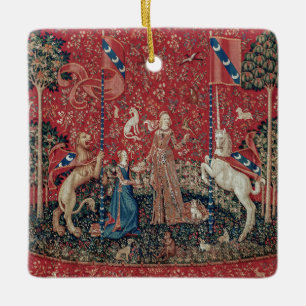 Ornement En Céramique Touche Lady and Unicorn Medieval