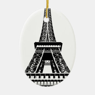 Ornement En Céramique Tour Eiffel noir blanc Paris France Art