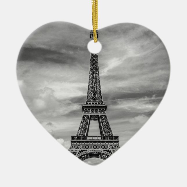 Ornement En Céramique Tour Eiffel noir et blanc Paris France (Devant)