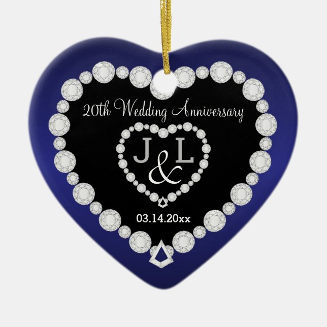 Ornement En Céramique Tout anniversaire Mariage | Sapphire Blue | Texte  (Devant)