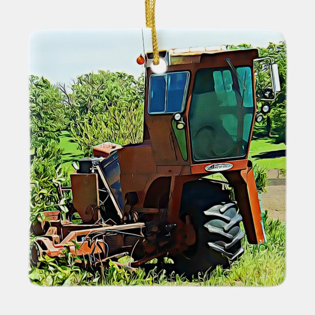 Ornement En Céramique Tracteur personnalisé Agriculture Midwest Noël (Devant)