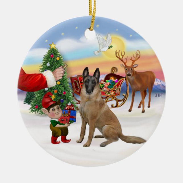 Ornement En Céramique Traite - Malinois belge (Devant)