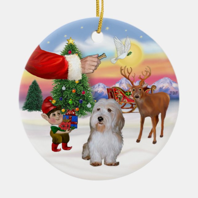 Ornement En Céramique Traitement père Noël - Petit Basset (Devant)
