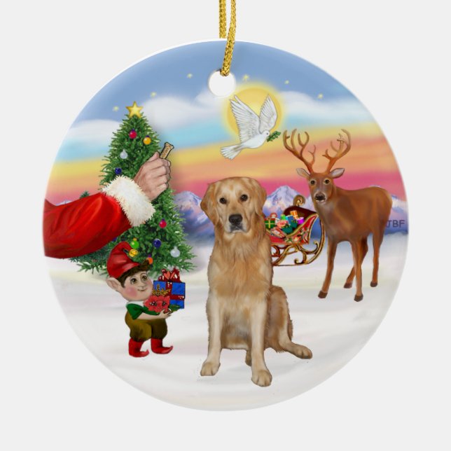 Ornement En Céramique Traiter pour un Golden Retriever (K) (Devant)