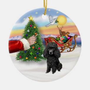 Ornement En Céramique Traitez pour un jouet ou un menton. Poodle noir