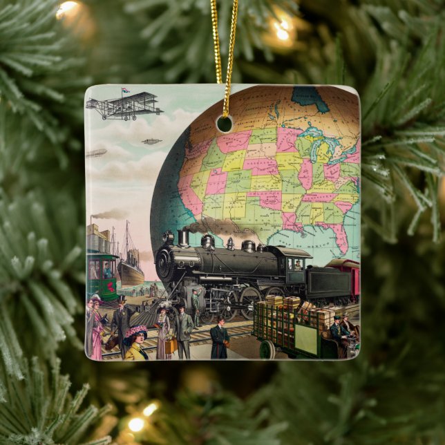 Ornement En Céramique Transport du XXe siècle, Noël 1910 (Arbre)