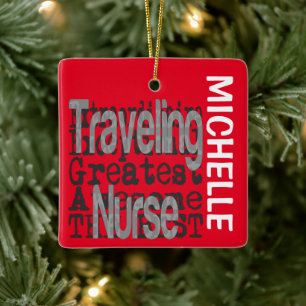 Ornement En Céramique Traveling Nurse Extraordinaire CUSTOM