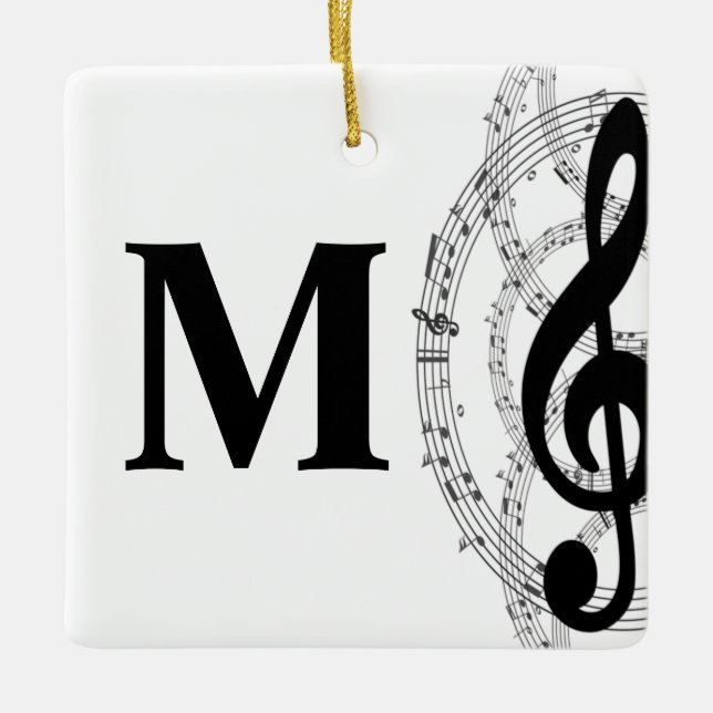 Ornement En Céramique treble clef musique note musicien monogramme (Devant)