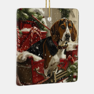 Ornement En Céramique Treeing Walker Coonhound Dog Christmas Festive