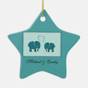 Ornement En Céramique Trendy mignon éléphants romantiques en amour patch