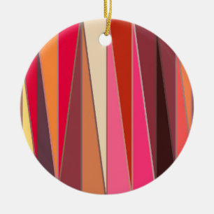 Ornement En Céramique Triangles modernes du milieu du siècle, Fuchsia et