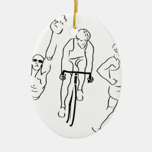 Ornement En Céramique Triathlon de course de vélo de bain