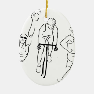 Ornement En Céramique Triathlon de course de vélo de bain