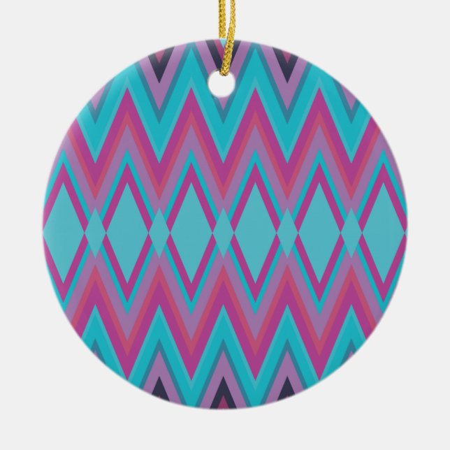 Ornement En Céramique Tribal pourpre et Aqua (Devant)