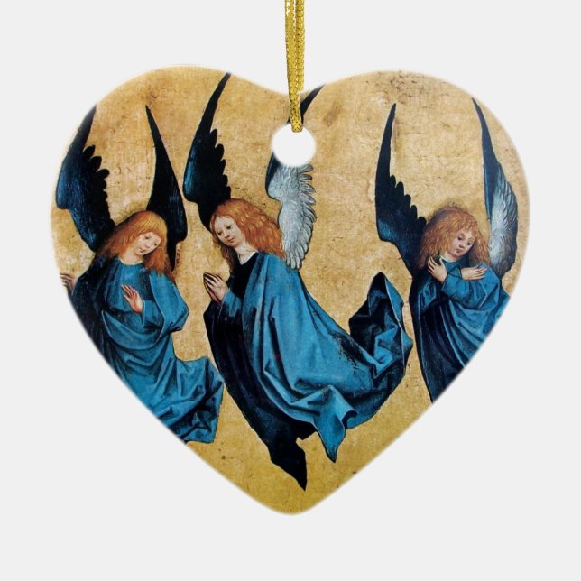 Ornement En Céramique TROIS ANGELS Bleu Sapphire Coeur (Devant)