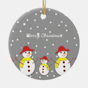 Ornement En Céramique Trois mignons bonhommes de neige coutume décoratio