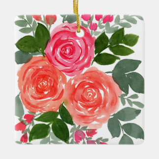 ORNEMENT EN CÉRAMIQUE TROIS ROSES