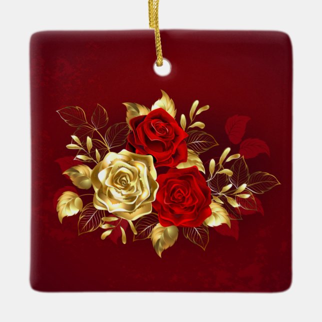 Ornement En Céramique Trois Roses de bijoux (Devant)