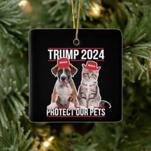 Ornement En Céramique Trump 2024 Protégeons Nos Animaux de Compagnie Cha