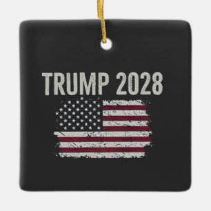 Ornement En Céramique Trump 2028 Drapeau Américain Élection Président