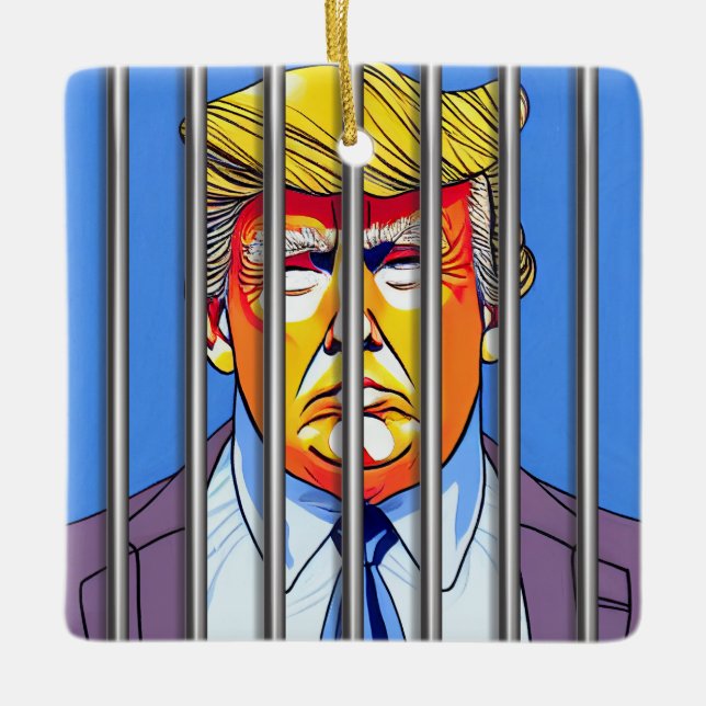 Ornement En Céramique Trump en prison Carré en céramique (Devant)