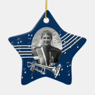 Ornement En Céramique Trumpet Music Star Blue
