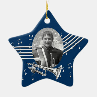 Ornement En Céramique Trumpet Music Star Blue