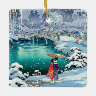 Ornement En Céramique Tsuchiya Koitsu - Neige de printemps à Maruyama