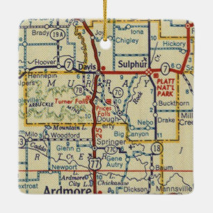 Ornement En Céramique Turner Falls OK Carte Vintage