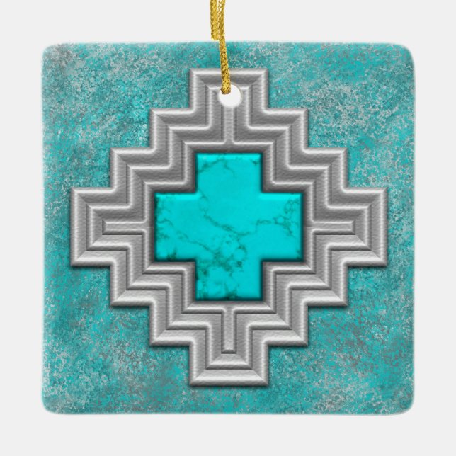 Ornement En Céramique Turquoise du sud-ouest (Devant)