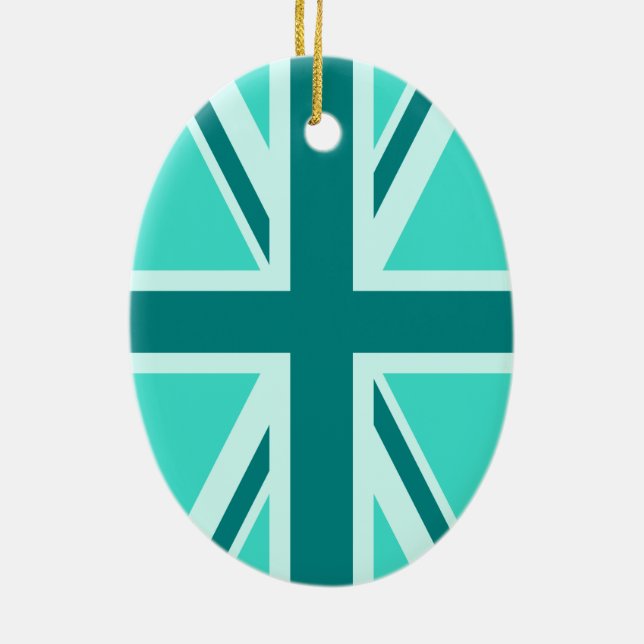 Ornement En Céramique Turquoise et Turquoise Union Jack 2 (Dos)
