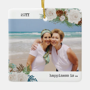 Ornement En Céramique Two Photo Happiness est vous comme ami Rose Pine
