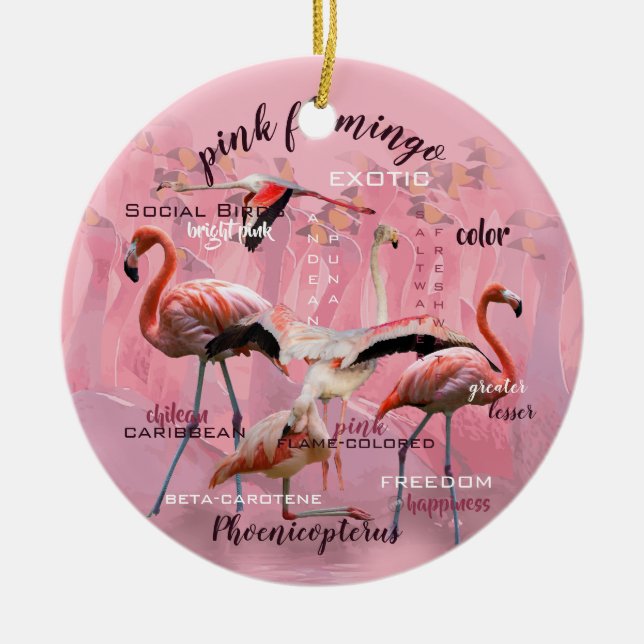 Ornement En Céramique Typographe rose Flamingo | Customized (Devant)